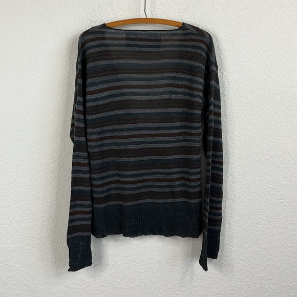 Dolce & Gabbana Cotton Blend Striped Plunge V Neck Distressed Sweater - Picture 5 of 9